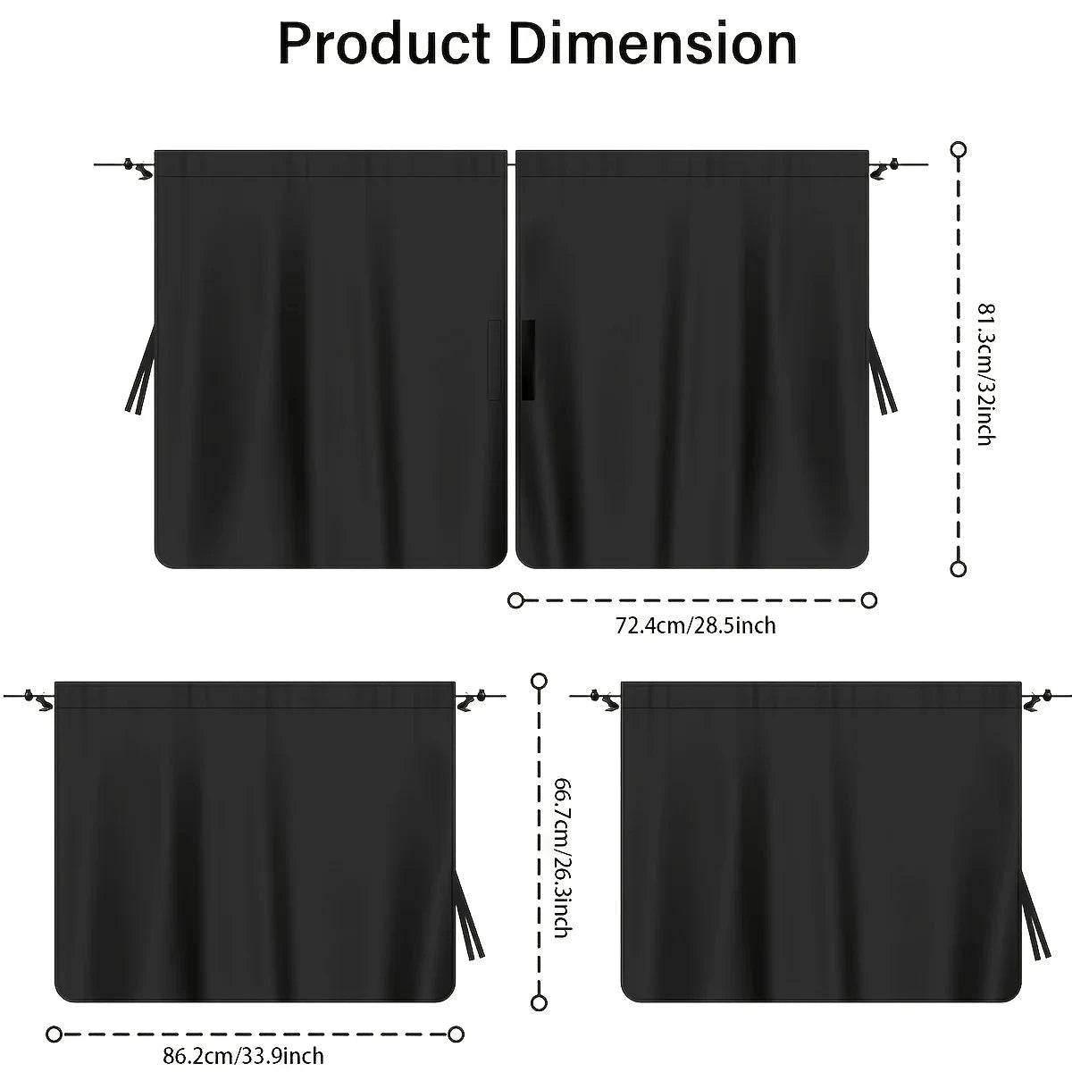 4pcs Car Privacy Curtain Set Window Shade Privacy Travel Nap Night Car Camping Detachable Simple Curtain