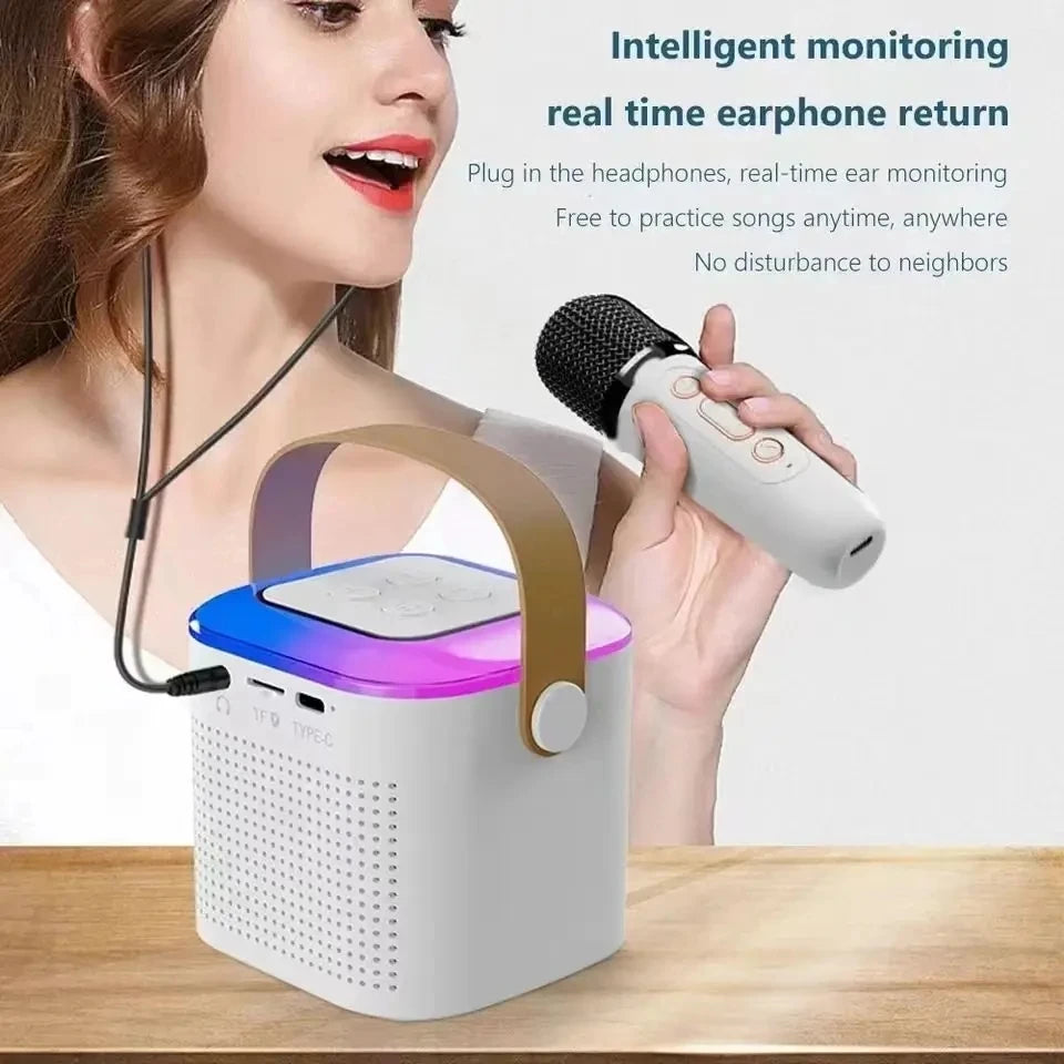 Karaoke Wireless Portable Bluetooth Speaker With Microphone Machine Mini Lamp Sound Box Music Small Caixa De Som Bocina Column