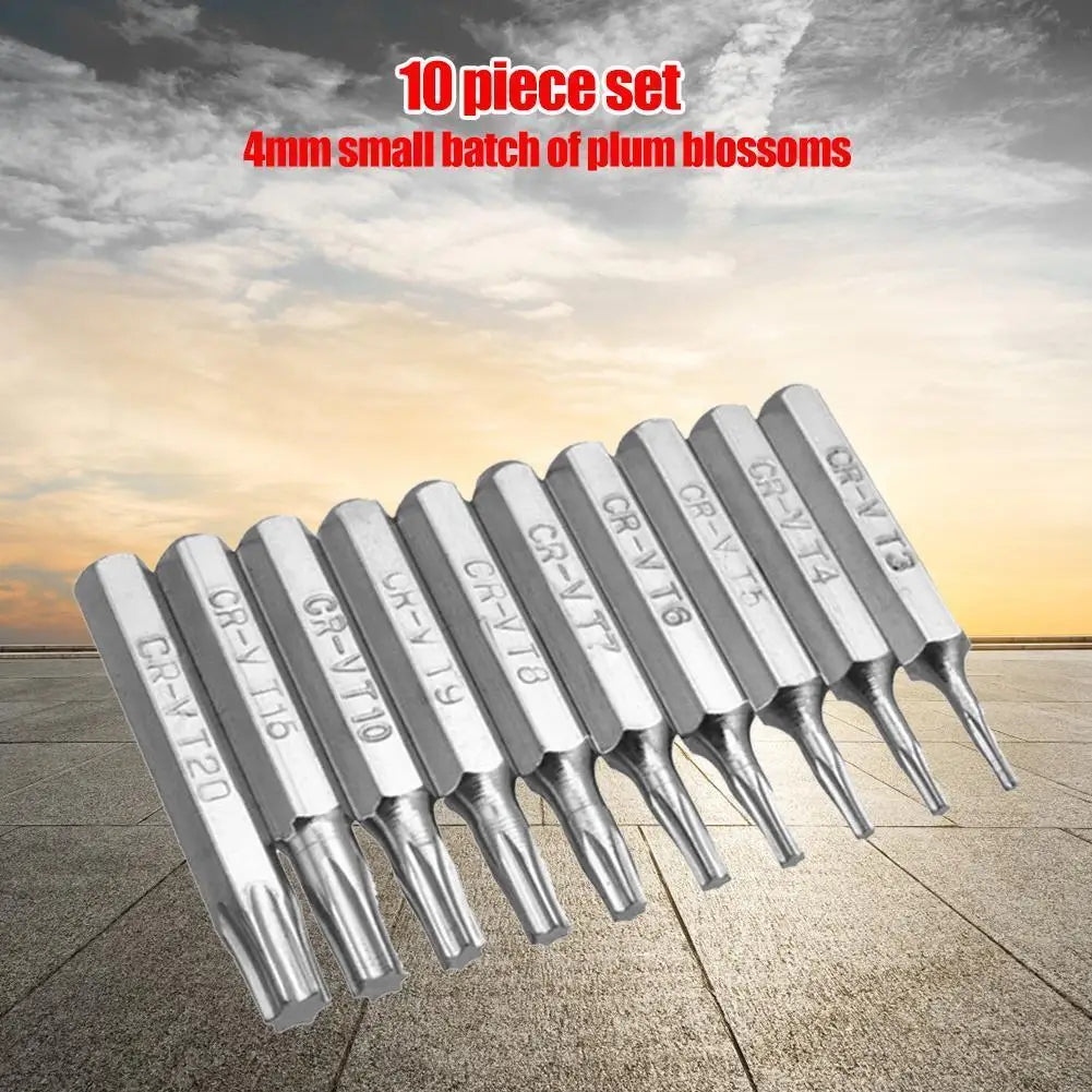 10pcs Torx Screwdriver Bits Set Professional 4mm Plum Blossoms Repair Bit Hand Tool Accessories for Repairing Mobile Computer