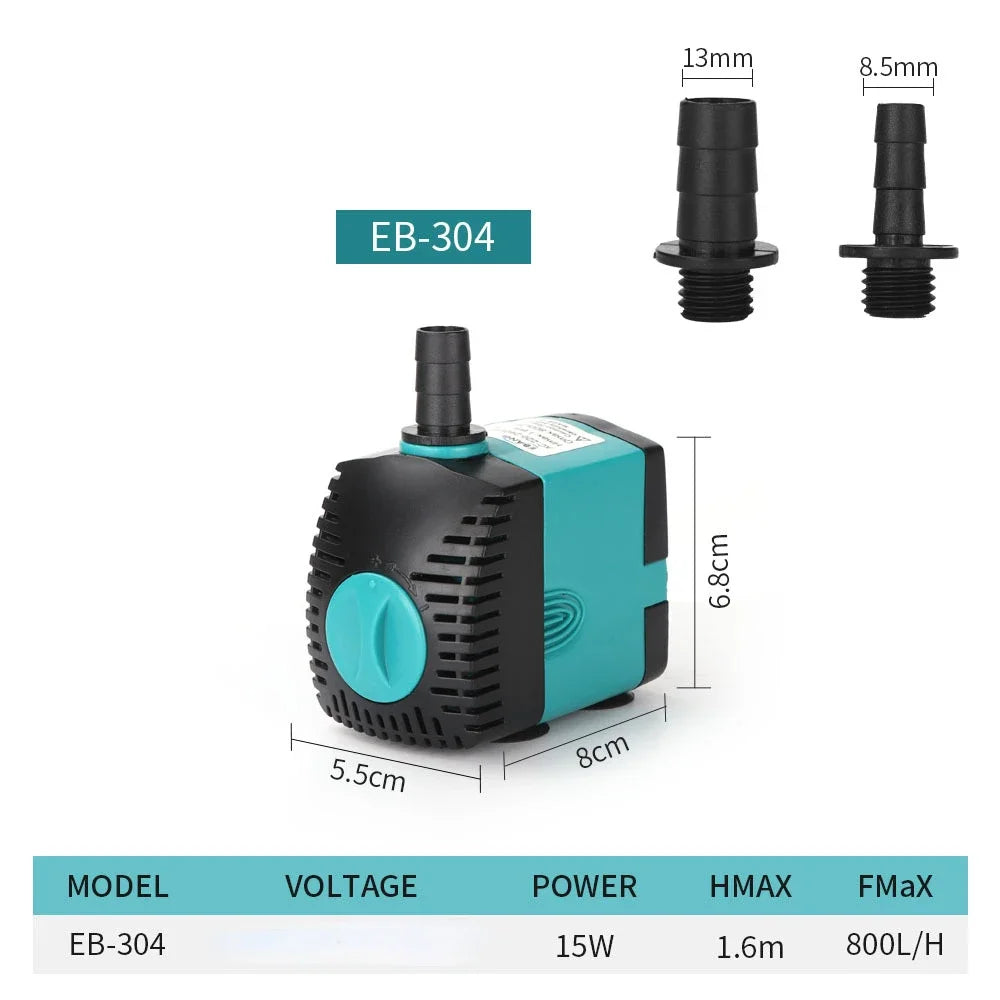 110V-240V Fish Tank Water Fountain Pump Filter 3W 10W 15W 25W Ultra-Quiet Submersible Fish Pond Aquarium Water Pump