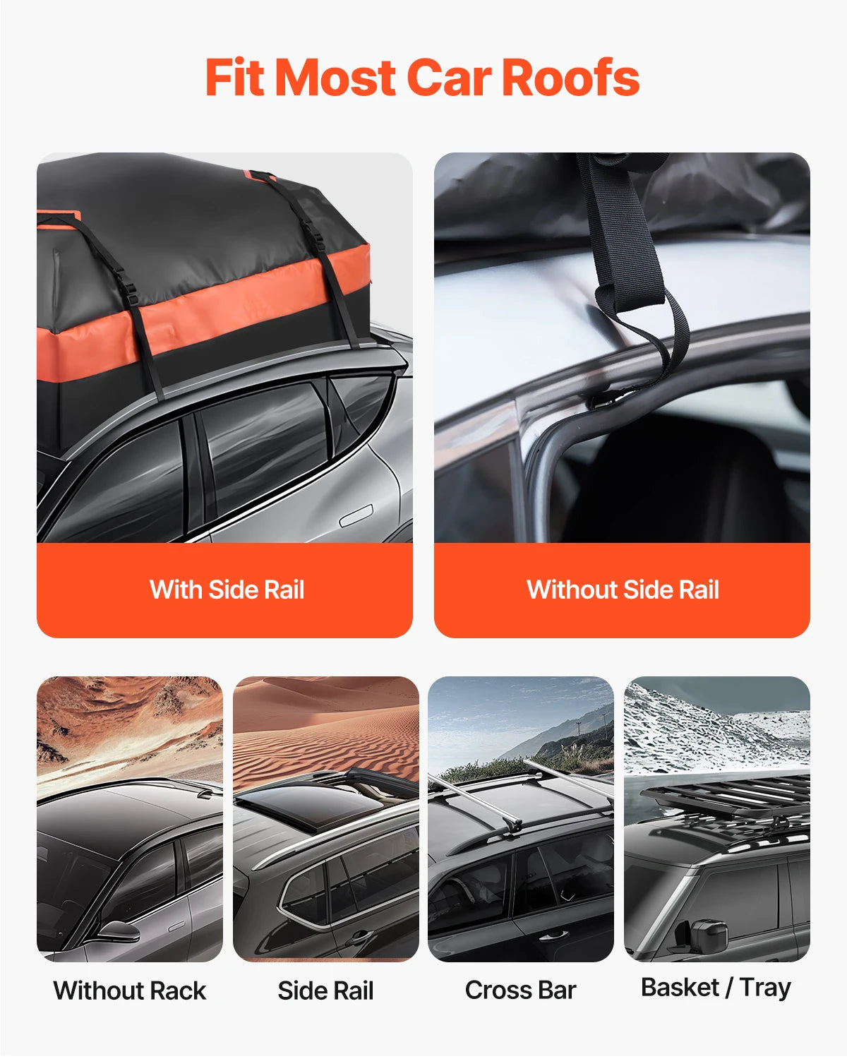 SucceBuy Car Rooftop Cargo Carrier Bag 15/21Cubic Feet Roof Cargo Carrier 840D PVC Waterproof Car Roof Luggage Bag All Vehicle