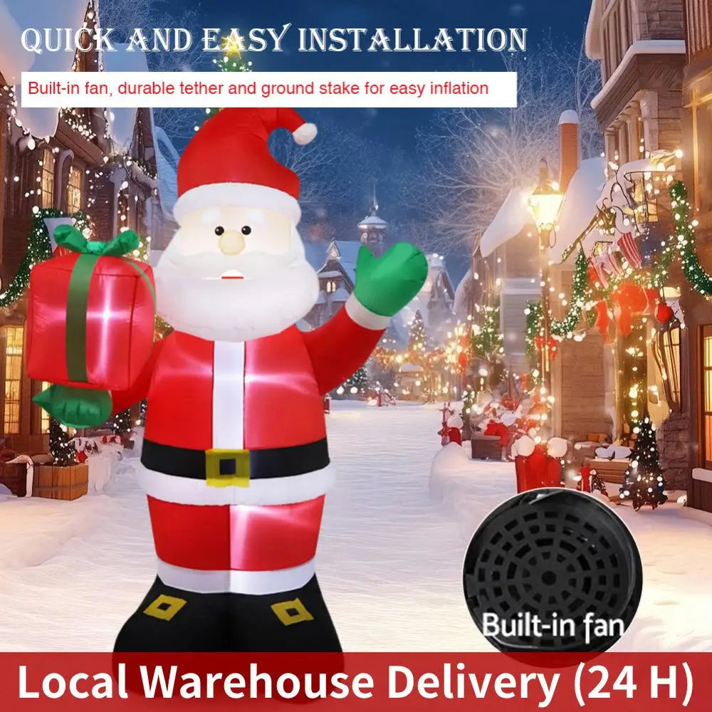 2.4M Blow Up Santa Claus Weatherproof Santa Carrying Present Sack Airblow Inflatable Santa Claus for Gardern Lawn Winter Holiday