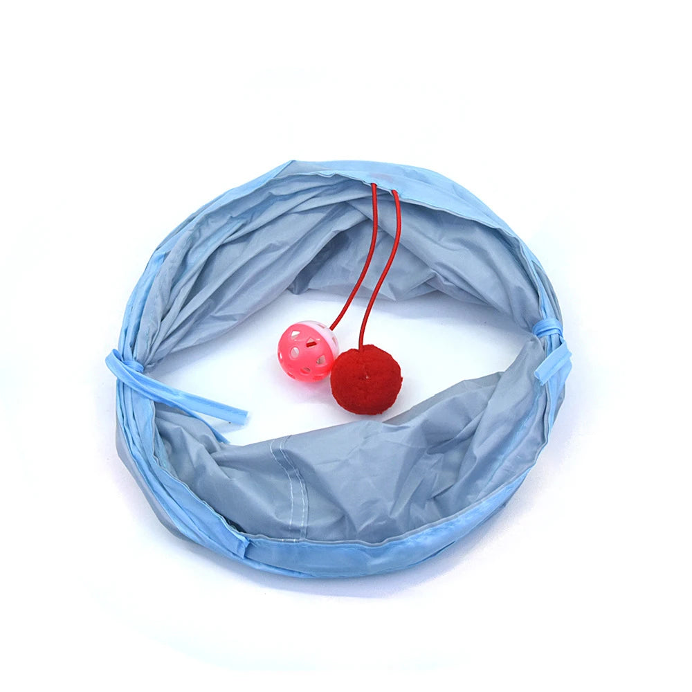 Short Tunnel Foldable Cat Toy Kitty Pet Training Interactive Fun Toy Tunnel Bored For Puppy Rabbit Play Tube