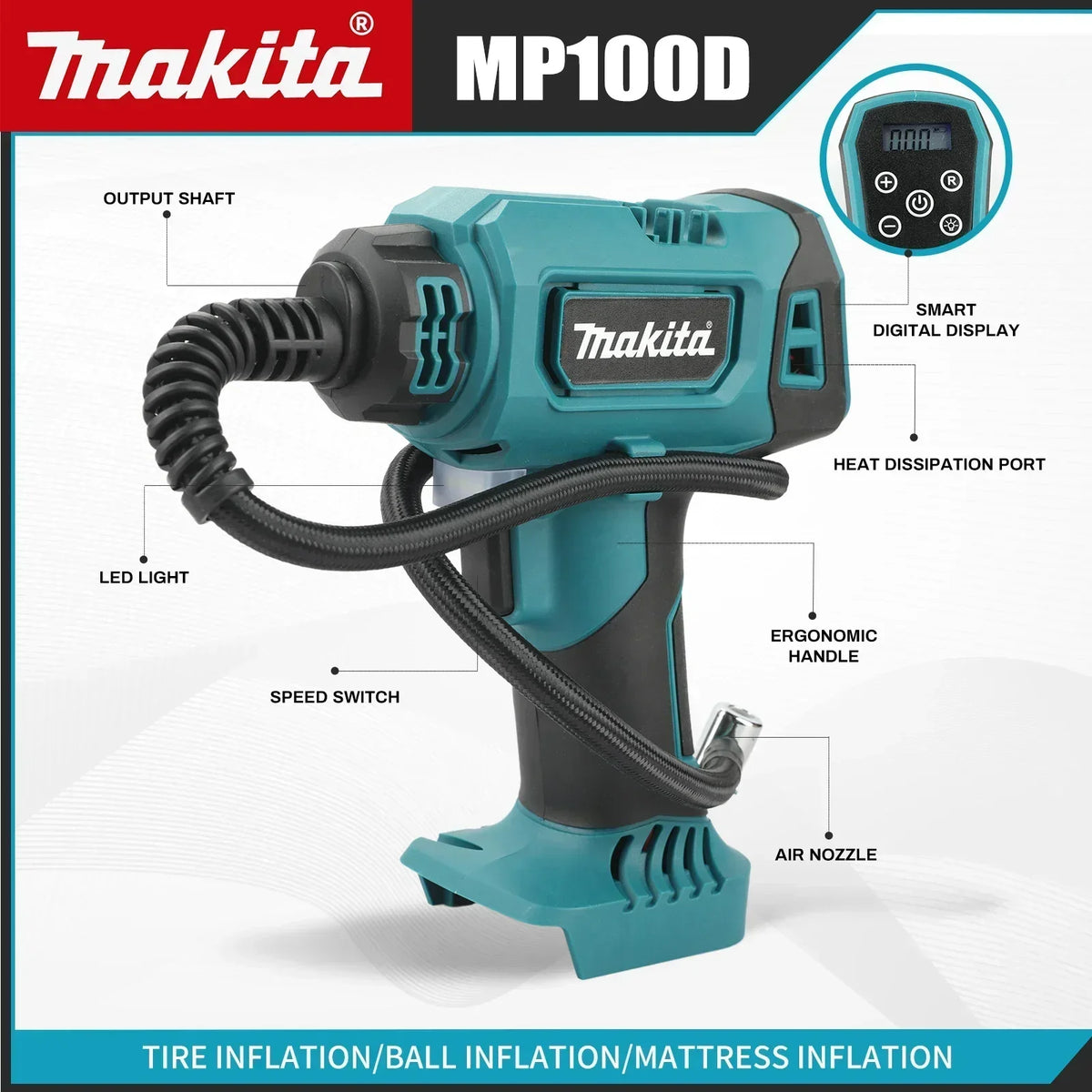 NEW 2026 Makita DYS60 Automatic Air Pump,Cordless Tire Inflator,Lightweight Compressor,Makita 18V Battery Compatible