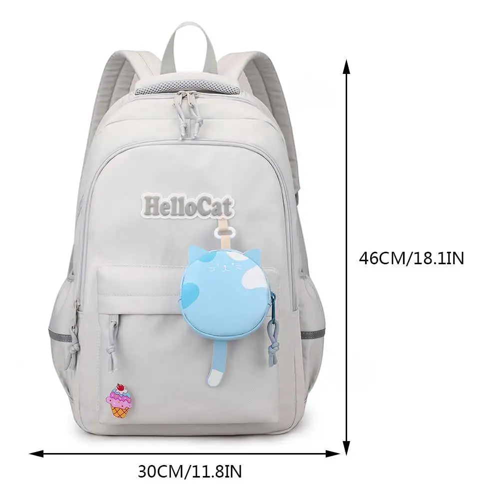 Nylon Campus Backpack Adjustable Shoulder Straps Cartoon Messenger Bag Multi Pocket Design with Zipper Campuses Supplies