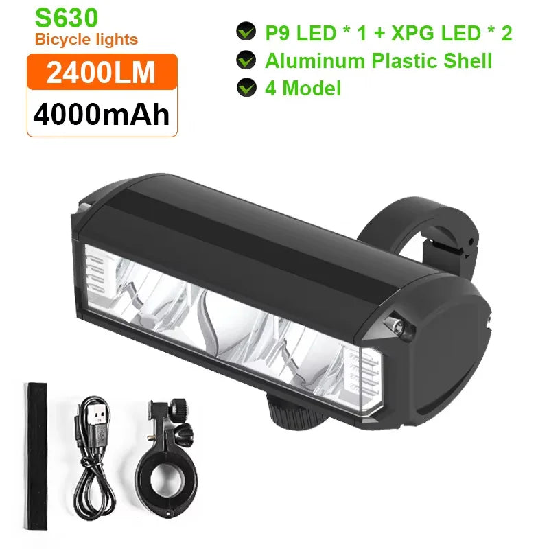 Bicycle Light 8000mAh 5 LED Bike Light Front Rechargeable LED Flashlight 5200LM Headlight with Power Bank Bicycle Accessories