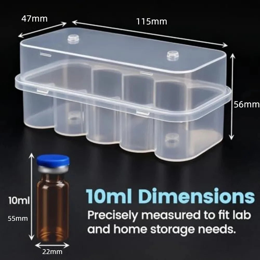 3/5/7/10mL Stackable Plastic Microtube Storage Box 2/10/24-Slot Vial Storage Case Clear Freezer Tube Box Refrigerator Organizer