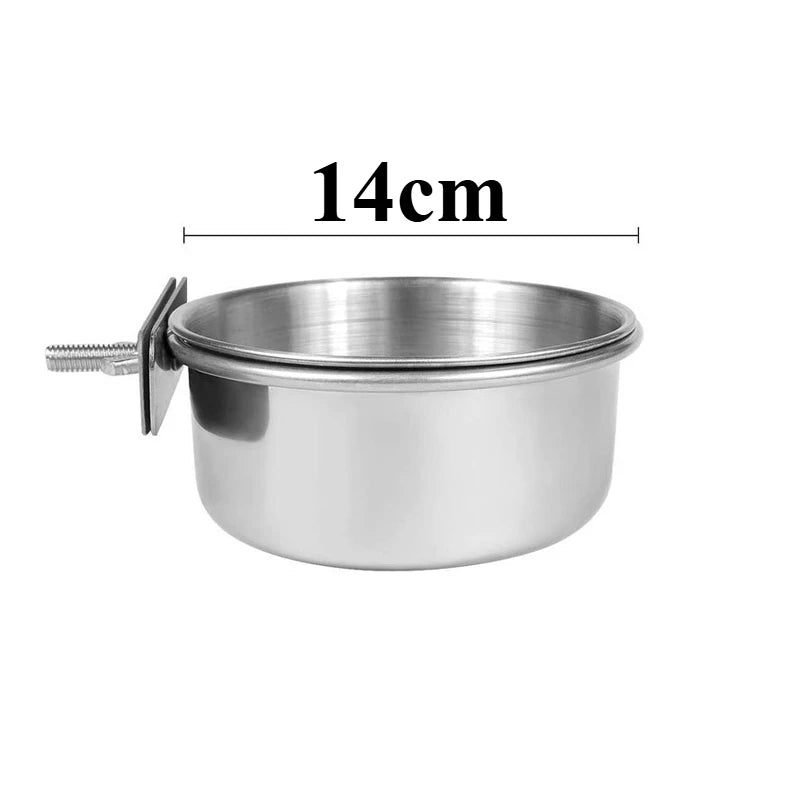 Bird Feeder Parrot Food Water Cup Stainless Steel Bird Food Bowl With Clamp Holder Parakeet Lovebird Feeders   птиц