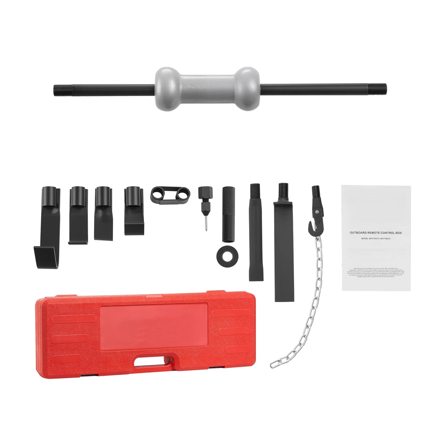 SucceBuy Dent Puller Kit 10/13 lbs 13/14-in-1 Hammer Auto Body Truck Repair Frame with Carry Case Extension Rod Non-Slip Handle