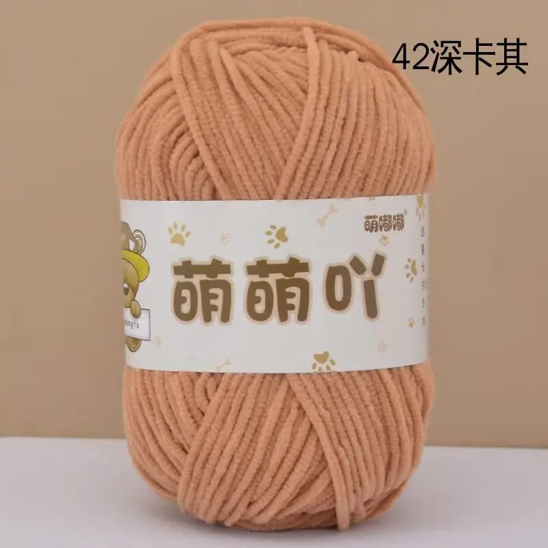 50g/Pc Chenille Yarn Matte Crocheting Doll bag Thread Handmade Crochet Knitted Material Small Ice Stripe line knit sweater hat