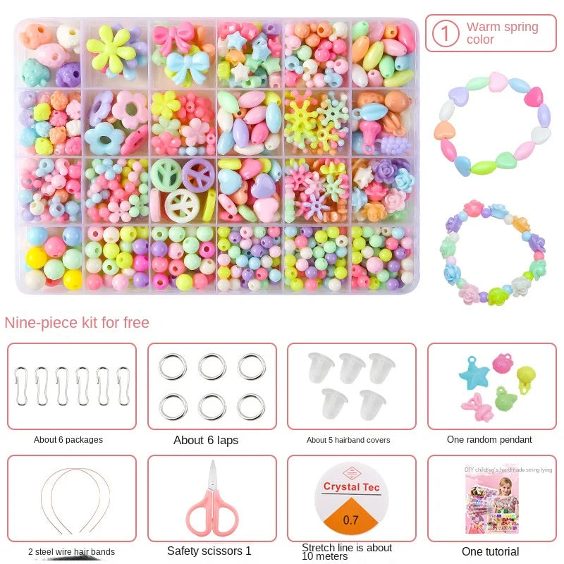 Children's Handmade Beaded Girls Wear Beads Educational Toys Diy Jewelry Bracelet Necklace Jewelry Around Beads Beads Set