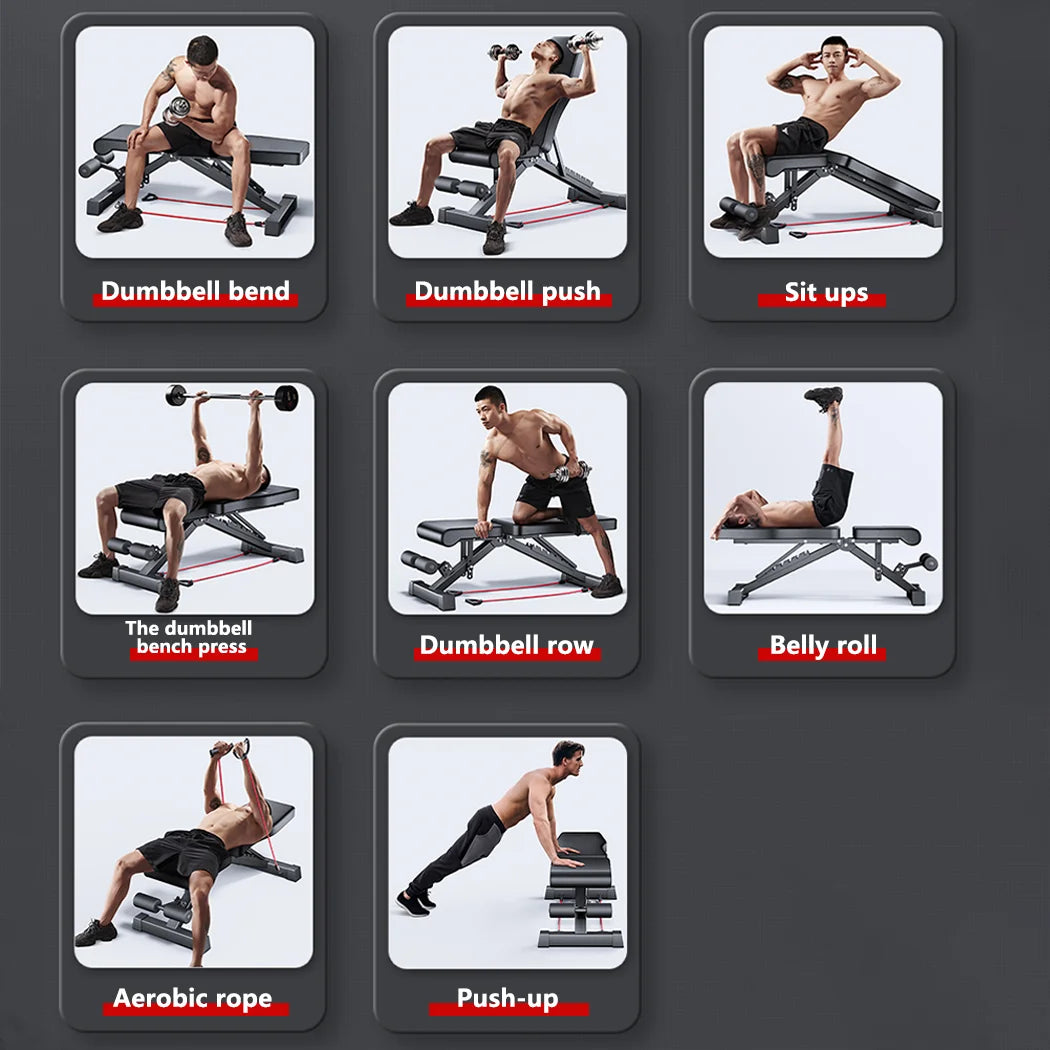 Adjustable Weight Abdominal Bench Sit-Up Back Support Fitness Flat Gym Exercise