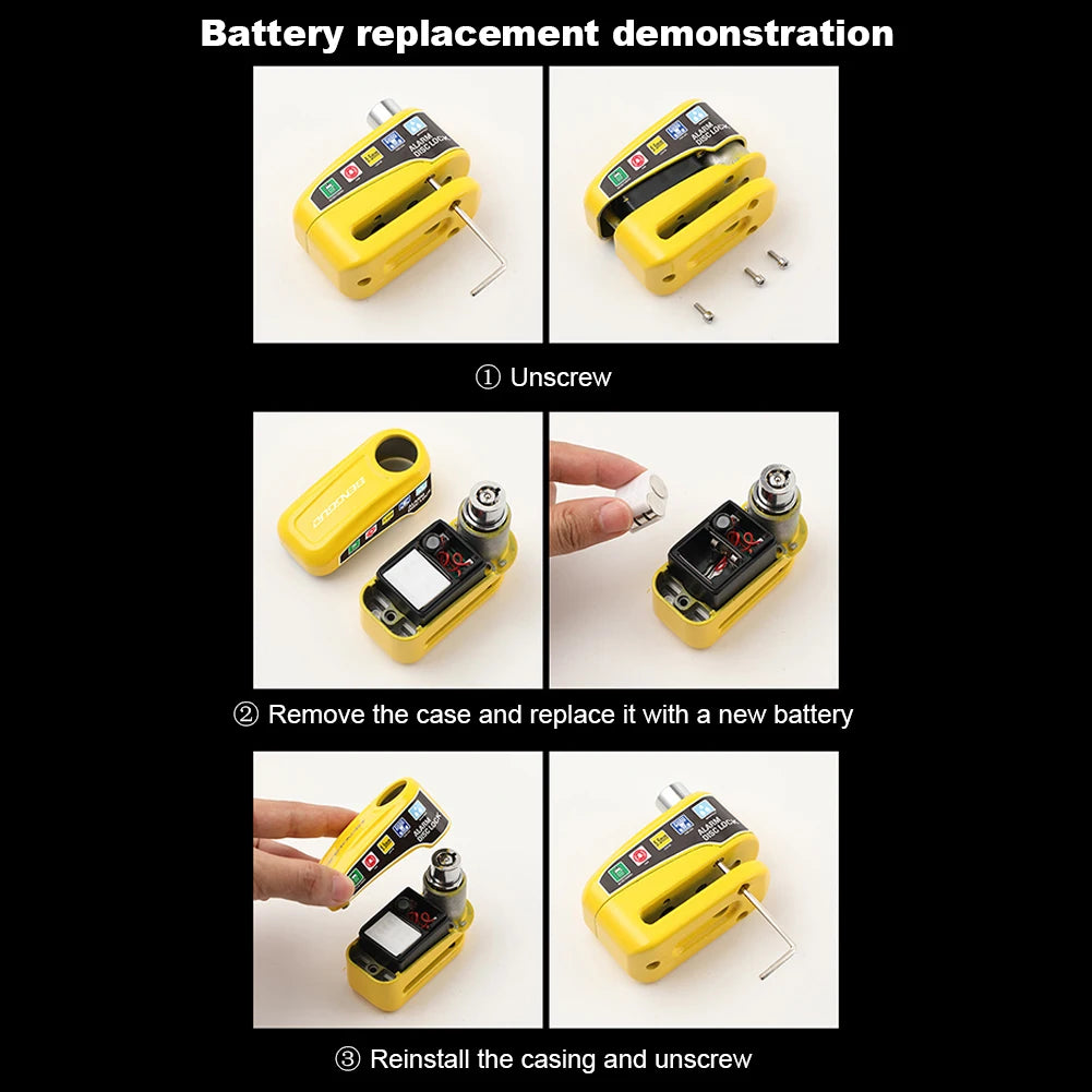 Motorcycle Alarm Wheel Disk Brake Lock with Keys Bicycle Alarm Disc Brake Electric Lock Anti Theft Motorcycle Bike Accessories