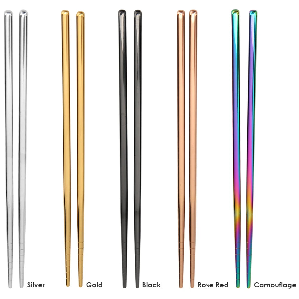 Stainless Steel Chopsticks Portable Non-slip Food Sticks Tableware Chinese Gifts