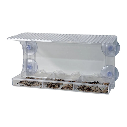 Window Mounted Feeder with Strong Suction Cups Transparent Bird Feeder Acrylic Hanging Birdhouse Feeder for Outside Garden Yard