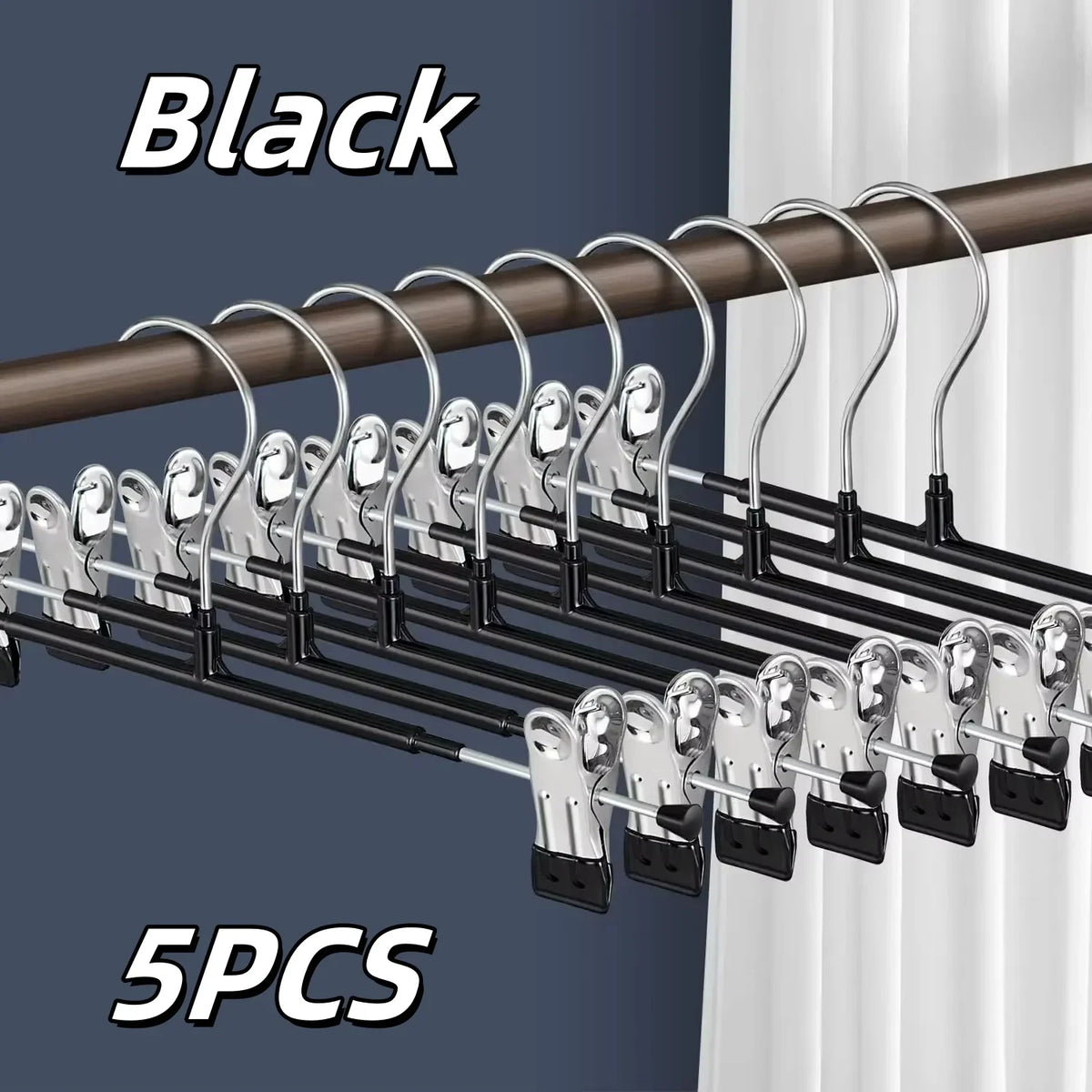 5/10PC Pants Hangers with Clips Multifunctional Adjustable Clip Clothes Rack Non-Slip Trousers Hanger for Jeans Closet Organizer