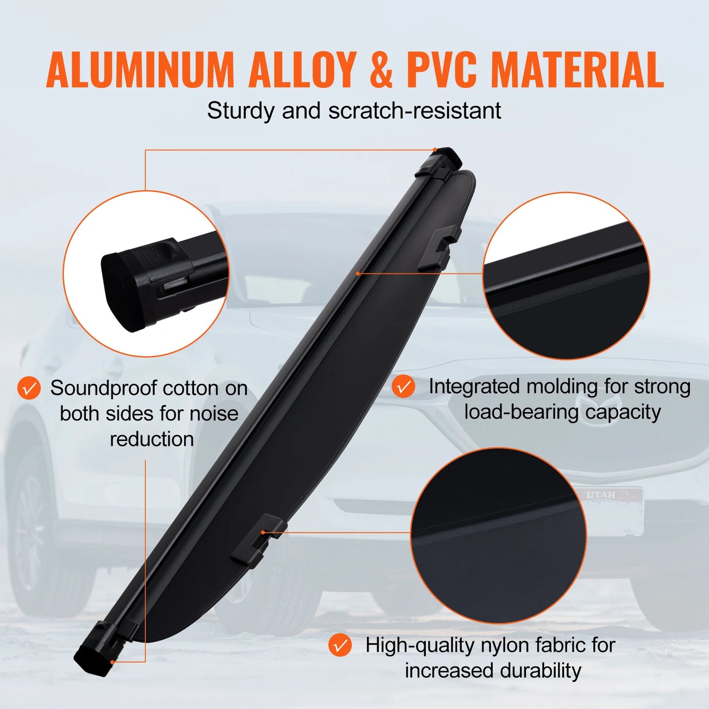 SucceBuy Retractable Cargo Cover Upgraded Waterproof Trunk Cover Security Shield Shade for Mazda CX-5 2017-2024 Rear Trunk Cover