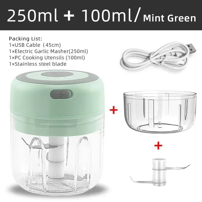 100/250ml Electric Kitchen Food Chopper Mini Garlic Masher crusher USB Portable Meat Grinder Vegetable Chopper for kitchen tools