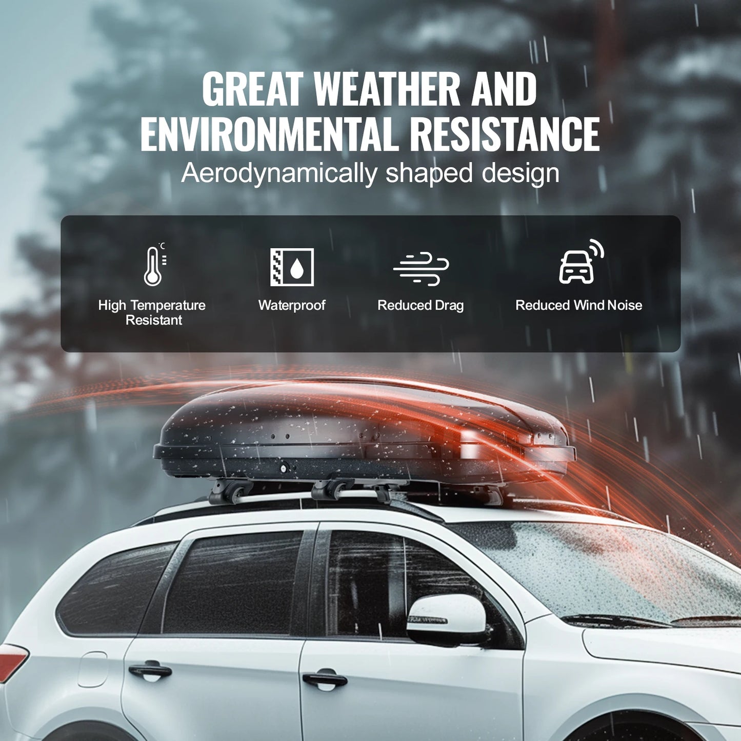 SucceBuy Rooftop Cargo Carrier Roof Cargo Box ABS Hard Shell Roof Box with Dual-Sided Opening&2 Reinforced Straps Aerodynamic