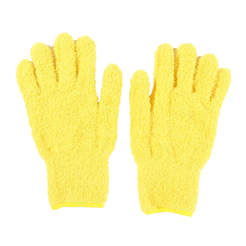 1Pair Cleaning Gloves Microfiber Coral Fleece Car Grooming Gloves Solid Five Finger Dust Removal Housework Absorbent Gloves