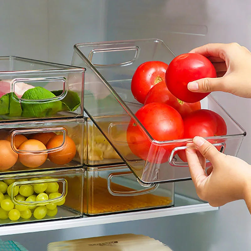 Transparent Refrigerator Storage Box Vegetable Fruit Organizer Fridge Clear Container for Kitchen Food Drinks Storage 2030
