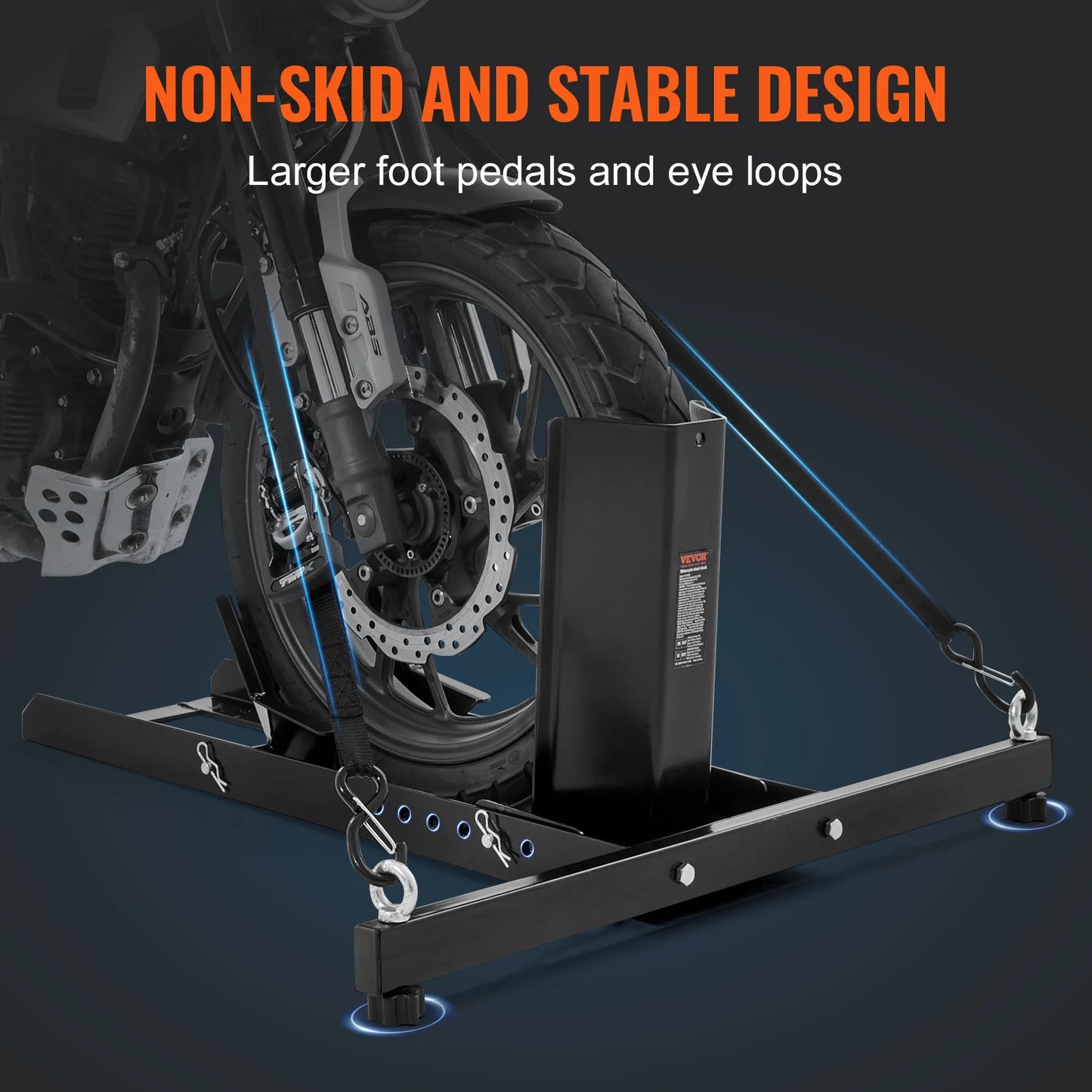 SucceBuy Motorcycle Wheel Chock Upright 1800lbs Heavy duty Steel Motorcycle Front Wheel Stand with Adjustable Hole For Motorbike
