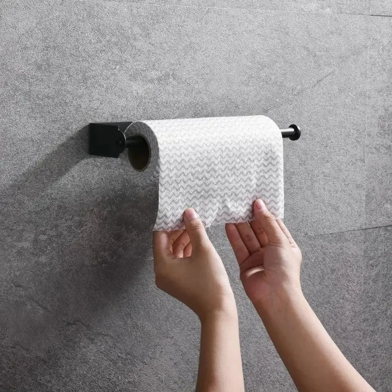 2026 Paper Towel Holder Under Cabinet Wall Mount Punch-free Stainless Steel Kitchen Organizer Silver Black Storage Holder