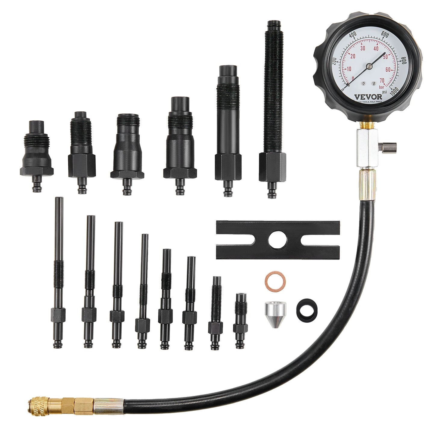 SucceBuy Diesel Engine Compression Tester 18pcs Cylinder Pressure Test Tool Kit Diesel Injector Tester Check Cylinder For Truck