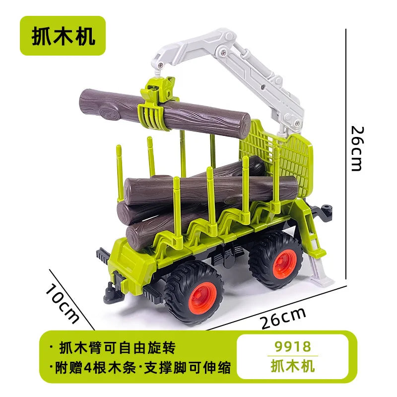 1:24 Scale Remote-Controlled Tractor Toy Alloy Electric Farm Truck with Headlights RC Car Set for Kids Birthday Christmas Gifts