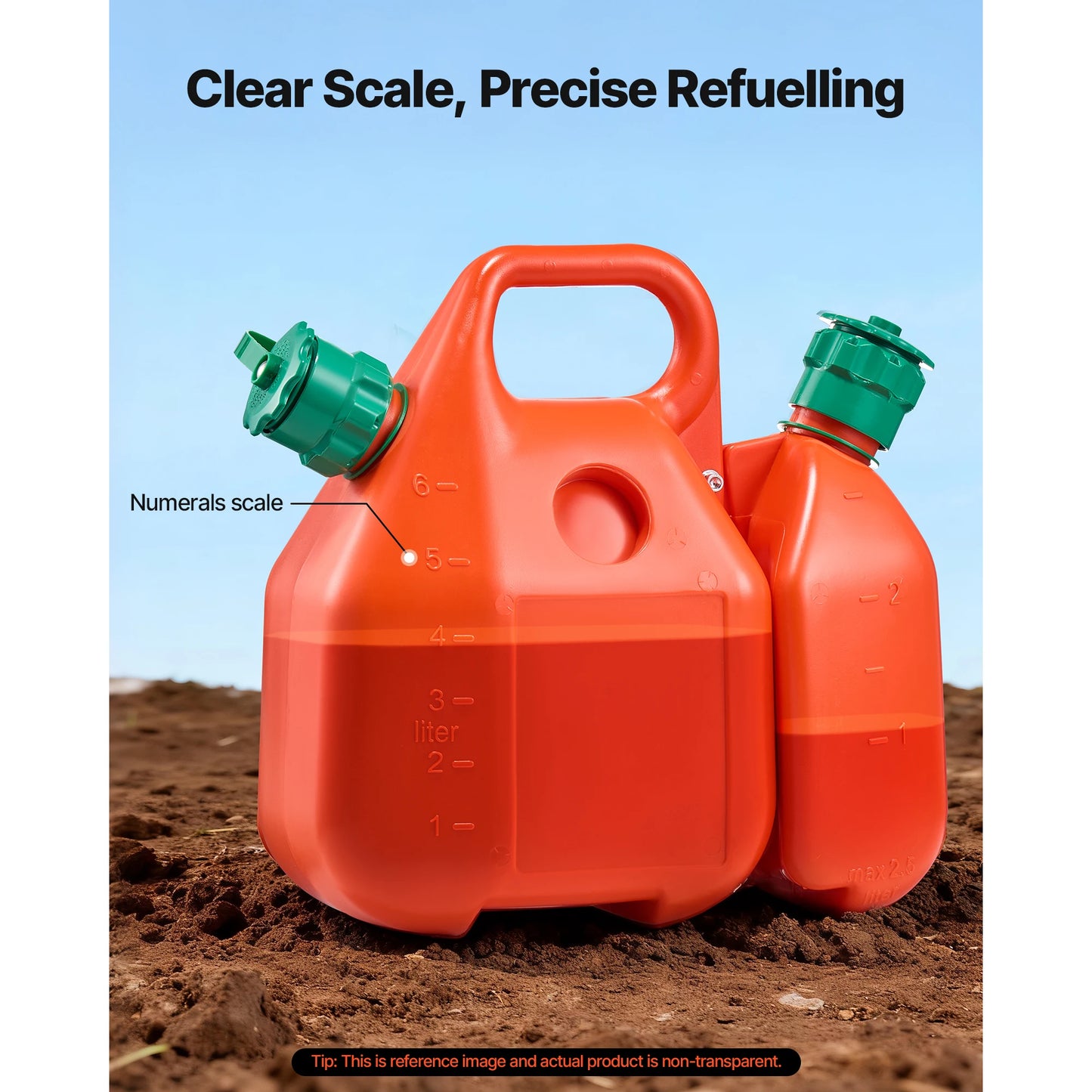 SucceBuy 1.6Gal Fuel Tank with Spout & 0.5Gal Extra Oil Container 5.5L/min Max Portable Flat Fluid Container for Cars Motorcycle