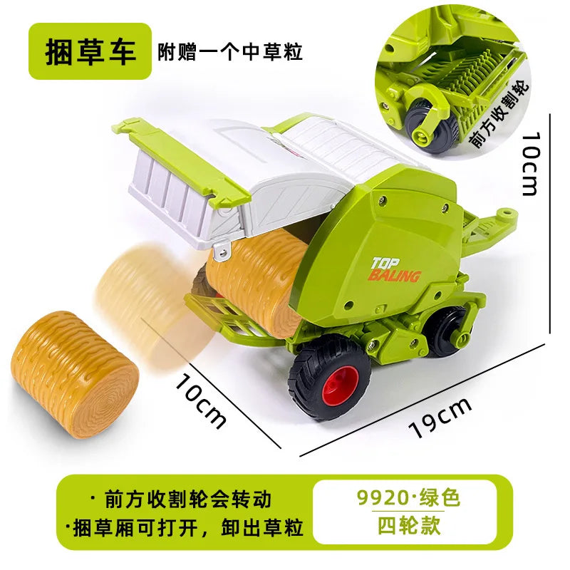 1:24 Scale Remote-Controlled Tractor Toy Alloy Electric Farm Truck with Headlights RC Car Set for Kids Birthday Christmas Gifts