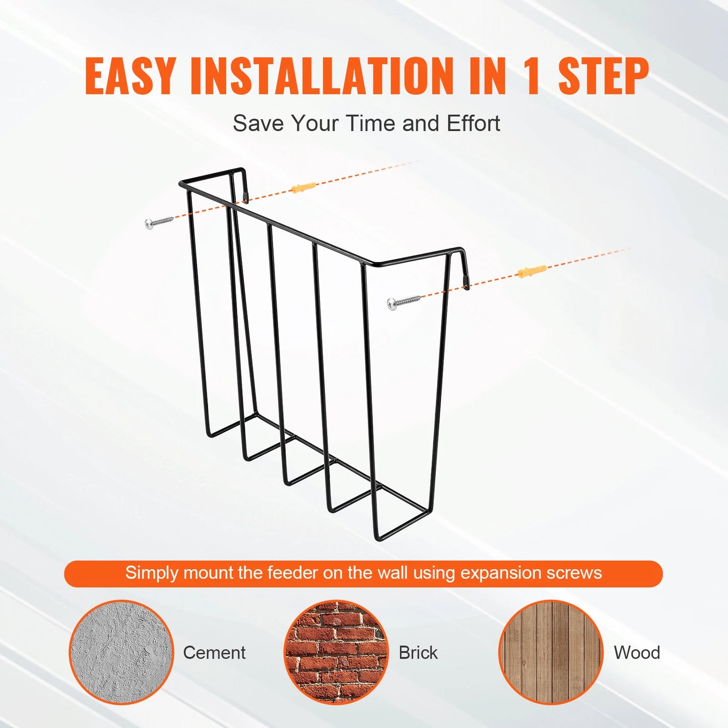 SucceBuy  Livestock Hay Feeder 24 Gallons Capacity Heavy-Duty Steel Goat Hay Rack 27'' Wall Mounted Horse Hay Holder for Sheep