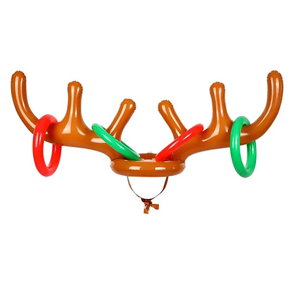 1 Set Inflatable Reindeer Antlers Ring Toss Game Christmas Games for Family Party New Year Gift