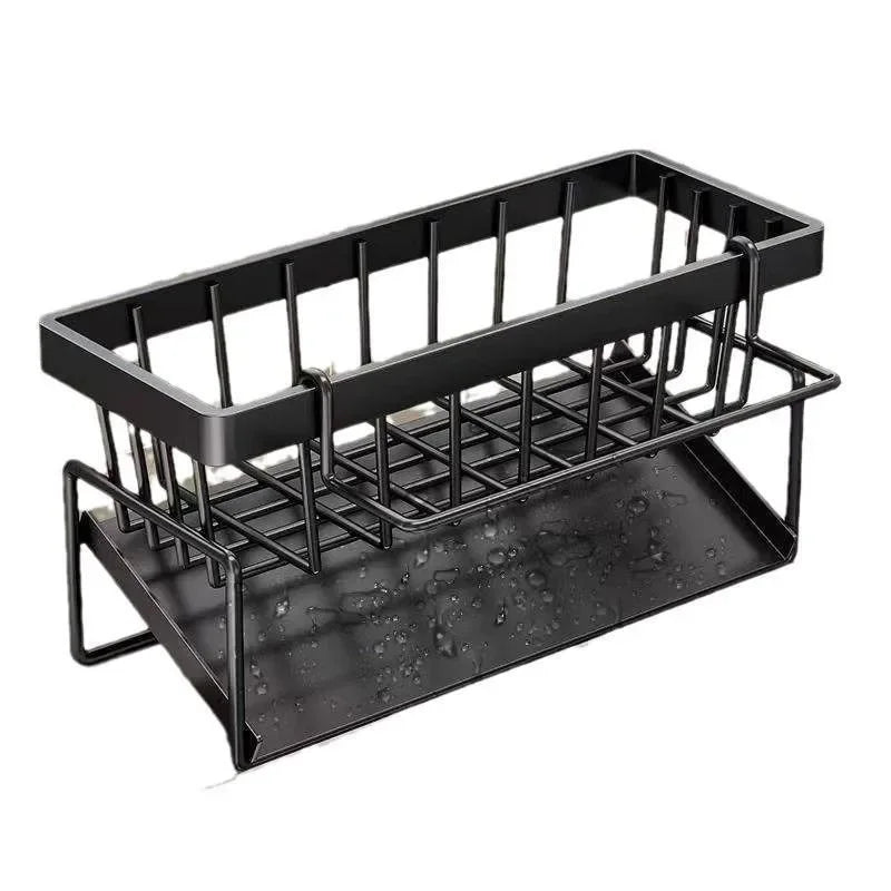 Sponge Holder for Kitchen Sink, Plastic Auto Draining Kitchen Sink Organizer, Sink Caddy with Removable Brush Holder