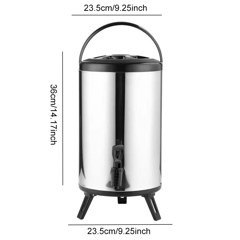 Stainless Steel Beverage Dispenser 6L/8L with Faucet Insulated Beverage Dispenser Hot Coffee Insulated Barrel for Hot Beverages
