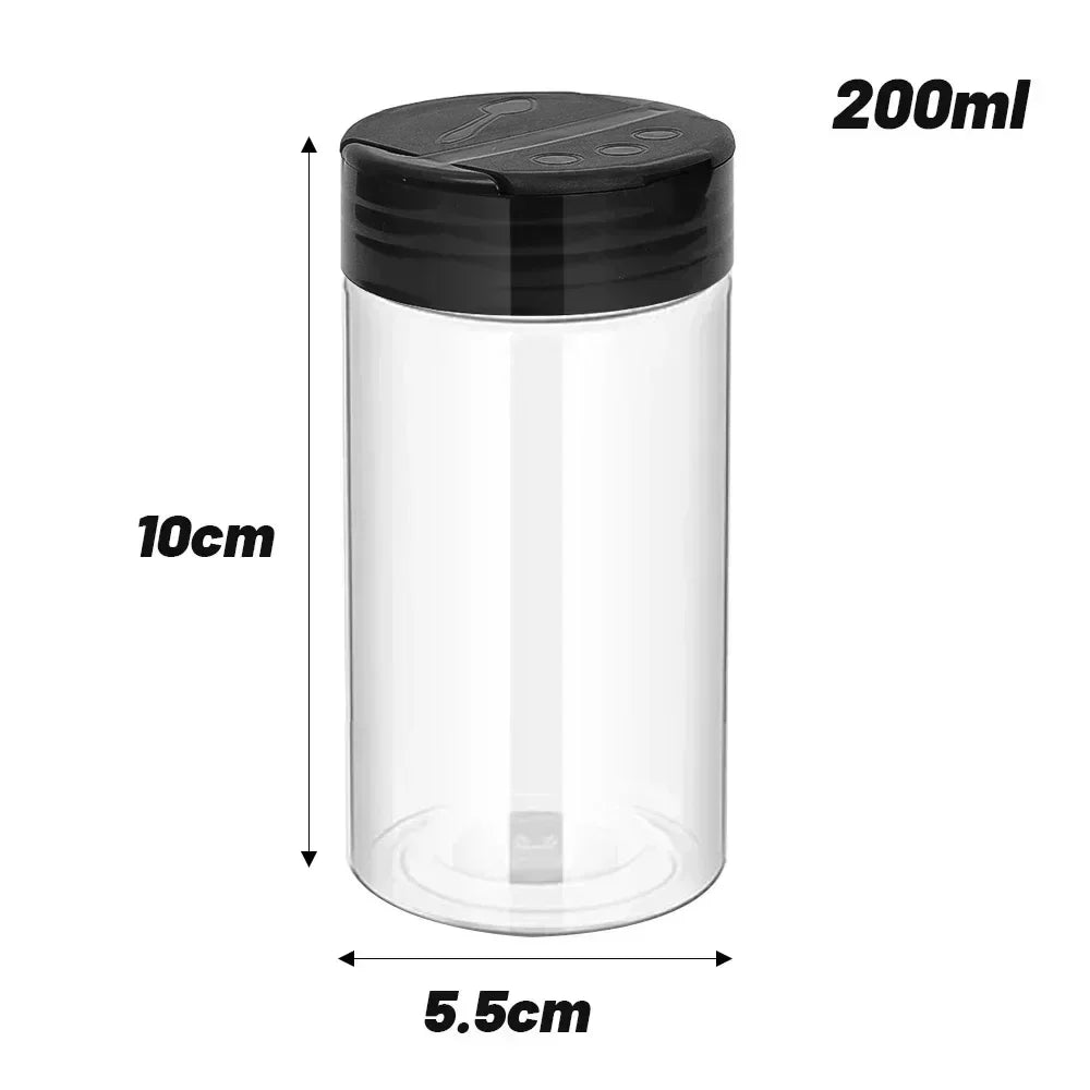 1/12x Plastic Spice Jars with Shaker Lids Transparent Safety Plastic Bottles for Home Kitchen Storing Spices Seasoning 2030