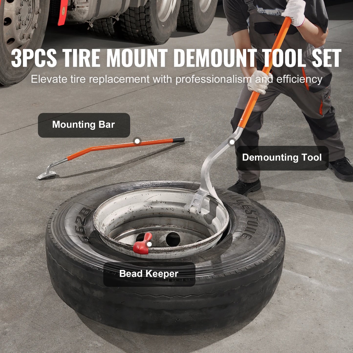 SucceBuy Tire Mount Demount Tool  22.5"-24.5" Manual Steel Tire Changer Mount Demount Removal Tool, Tire Changing Tools for Car