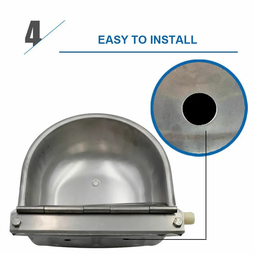 Stainless Steel Water Trough Bowl Automatic Drinking Dog Horse Chicken Auto Fill