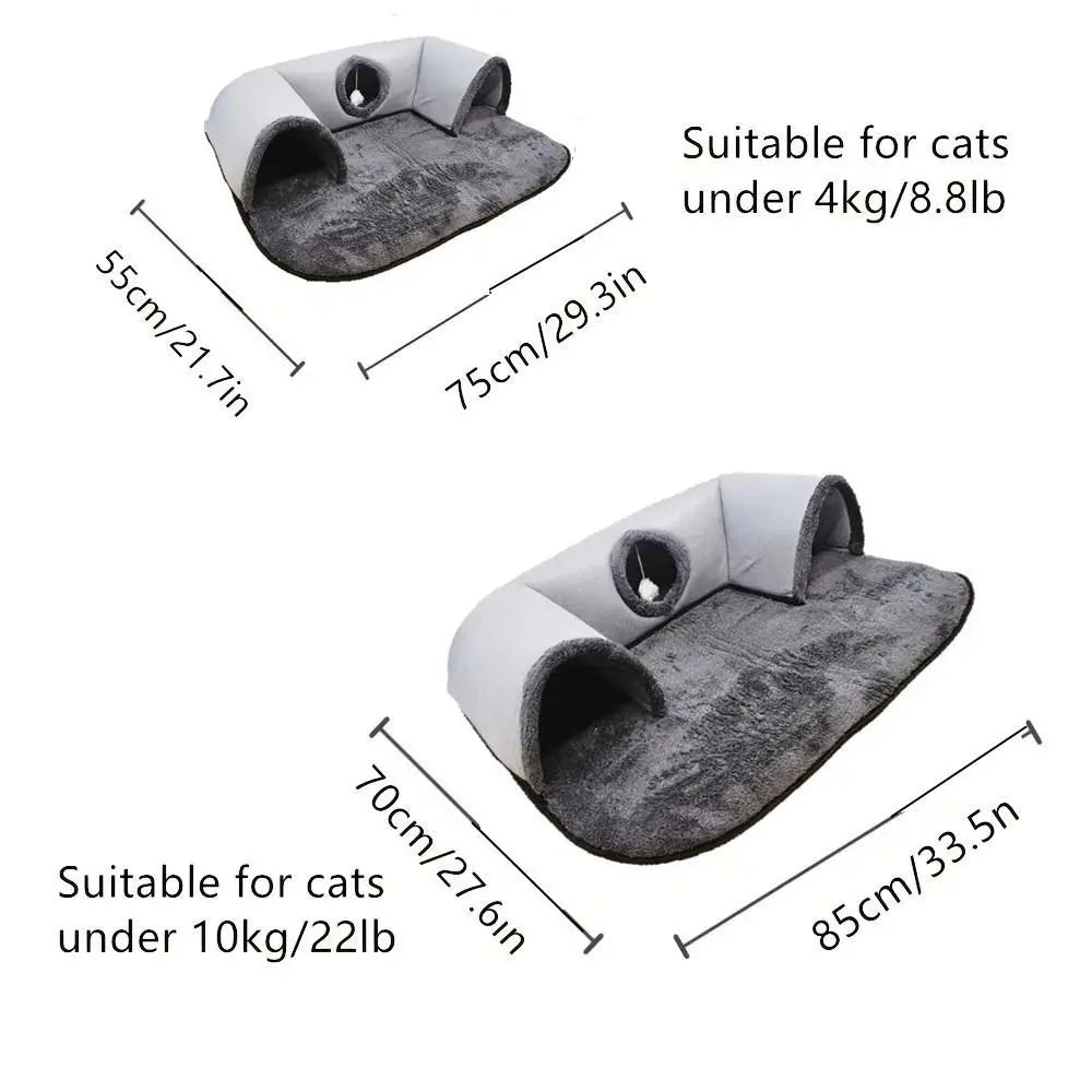 Warm Non-Slip Base Cat Tunnel Bed U-shaped Removable Washable Cat House Anti Dirty Cat Nest Pet Interactive