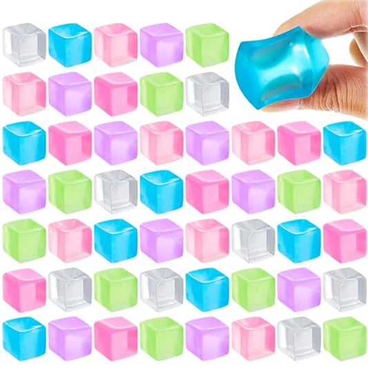 10/30/50PCS Ice Cube Square Sensory Toy Stress Ball Mochi Squishies Squeeze Toys for Adults Kids Summer Toys Party Favors