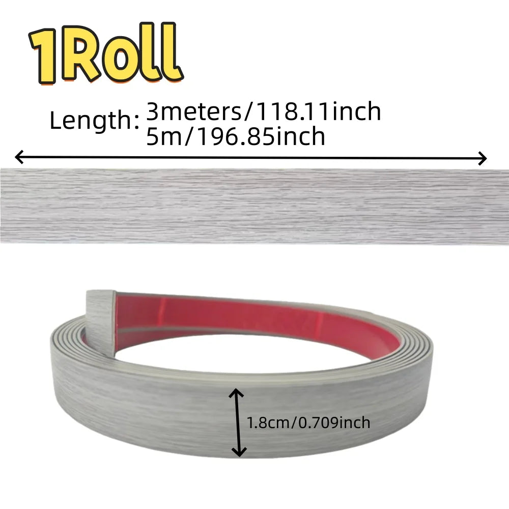 1Roll 3meter/5m Furniture Edge Banding,self-adhesive Repair Strip,PVC Decorative Sticker,plywood Thickened Repair Strip