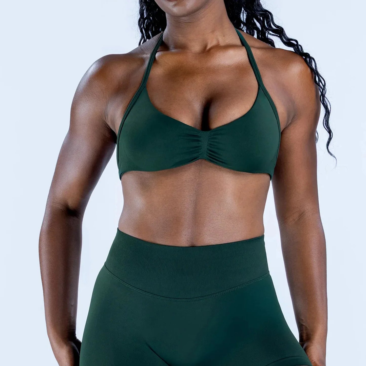 2PCS Gym Set Women Strappy Yoga Bra Top High Waist Workout Scrunch Shorts Sports Suit Seamless Yoga Set Fitness