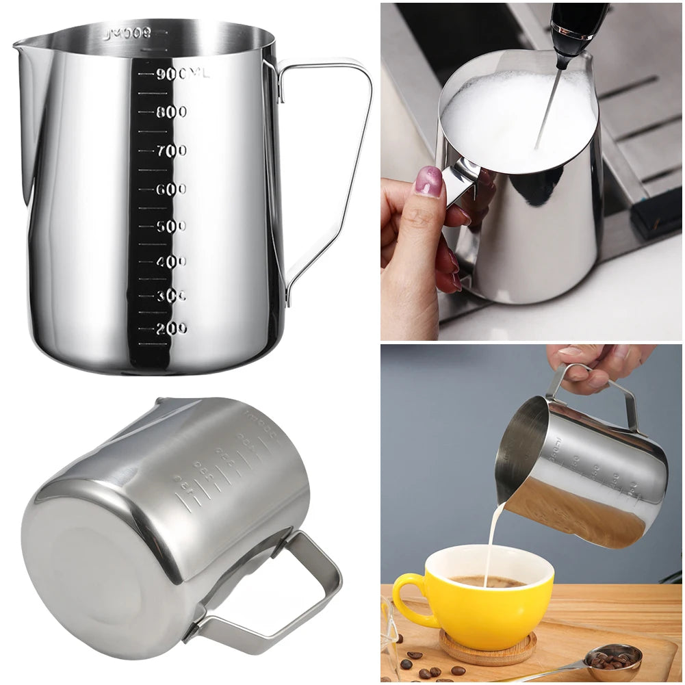 350/600/900ml Coffee Milk Frothing Pitcher Jug Stainless Steel Espresso Coffee Cup with Scale  for Latte Art Coffee