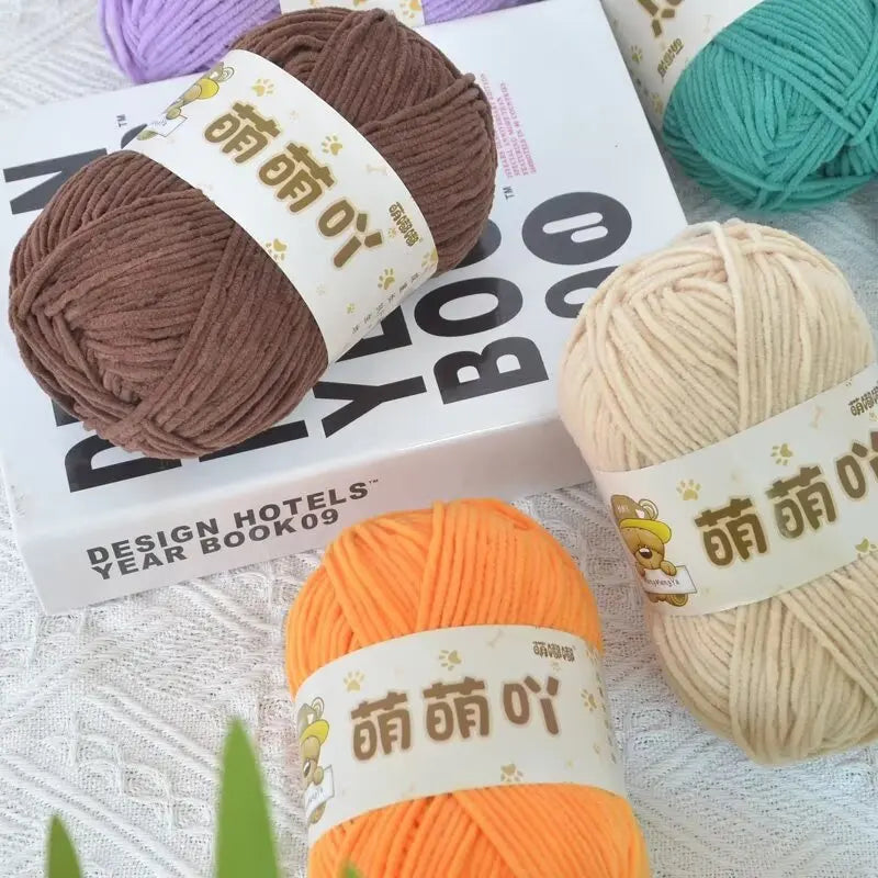 50g/Pc Chenille Yarn Matte Crocheting Doll bag Thread Handmade Crochet Knitted Material Small Ice Stripe line knit sweater hat