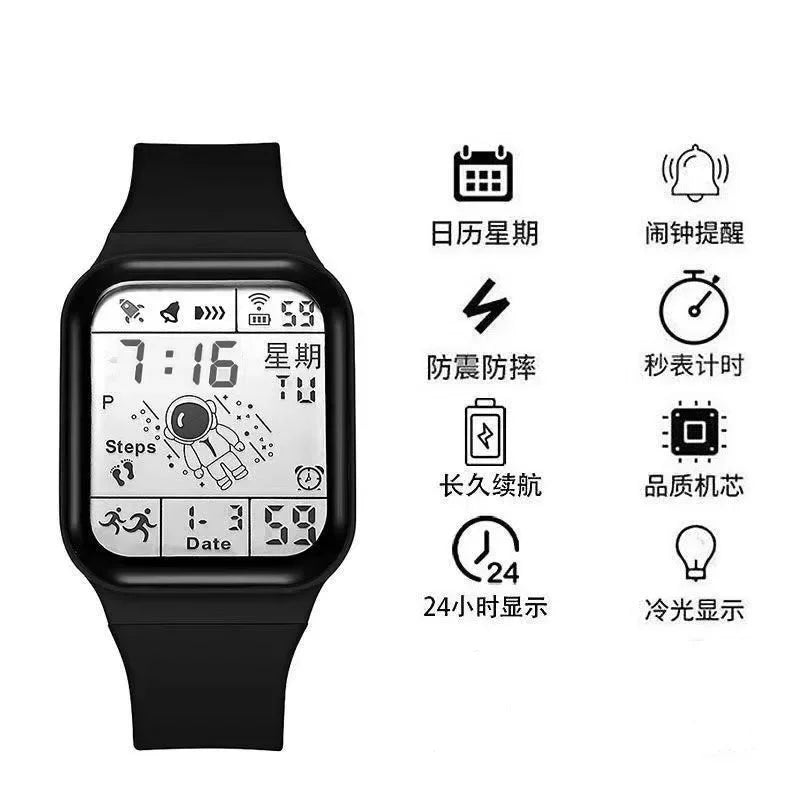 Fashion Sports Watches for Men Women Waterproof LED Sports Watches Spaceman Multifunction Clock Student Electronic Wristwatch