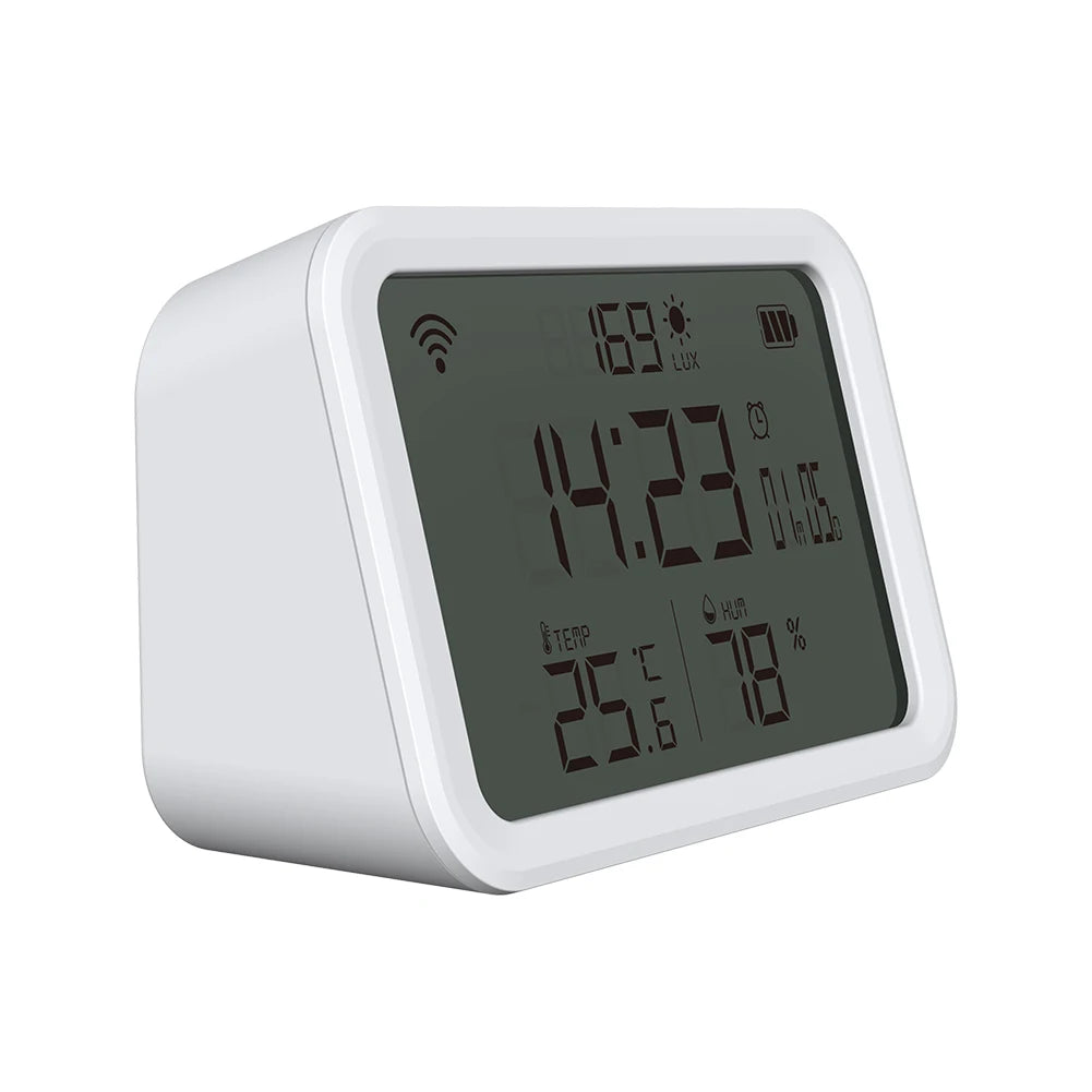 Tuya WiFi Thermometer Hygrometer Battery Powered 4 in 1 Temperature Humidity Meter LCD Digital Display Bluetooth-compatible 5.0