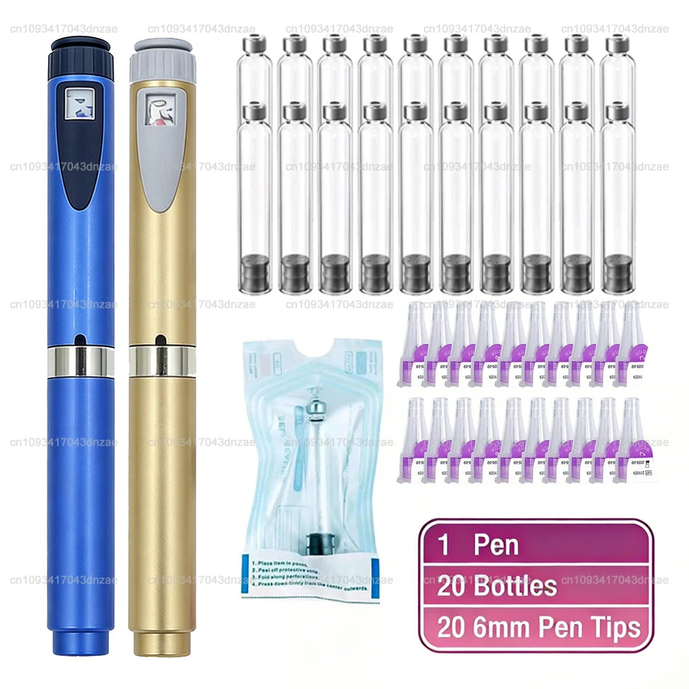 Precise Dosing Reusable Injection Pen Set 3ml Empty Cartridges Cassette Bottle 6mm Disposable Pen Tip For Blood Glucose Control