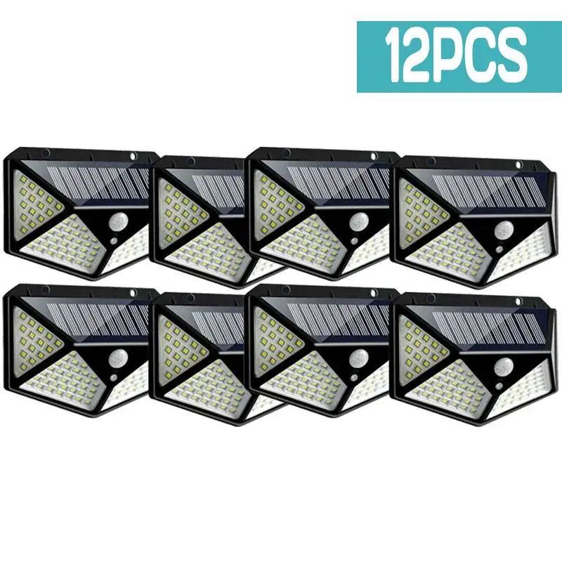2-12pcs 100 LED Solar Power Motion Sensor Light Outdoor Security Garden Waterproof