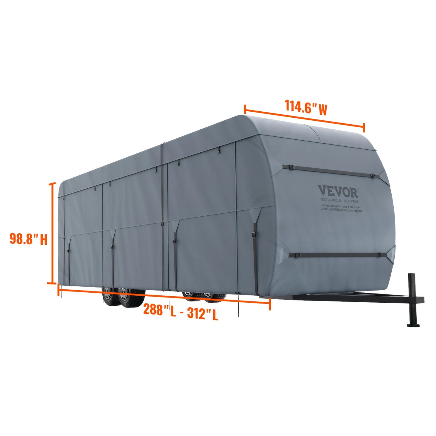 VEVOR Travel Trailer Cover RV Cover Waterproof Windproof 4-Layer Non-Woven Fabric Camper Cover with Storage Bag and Patches