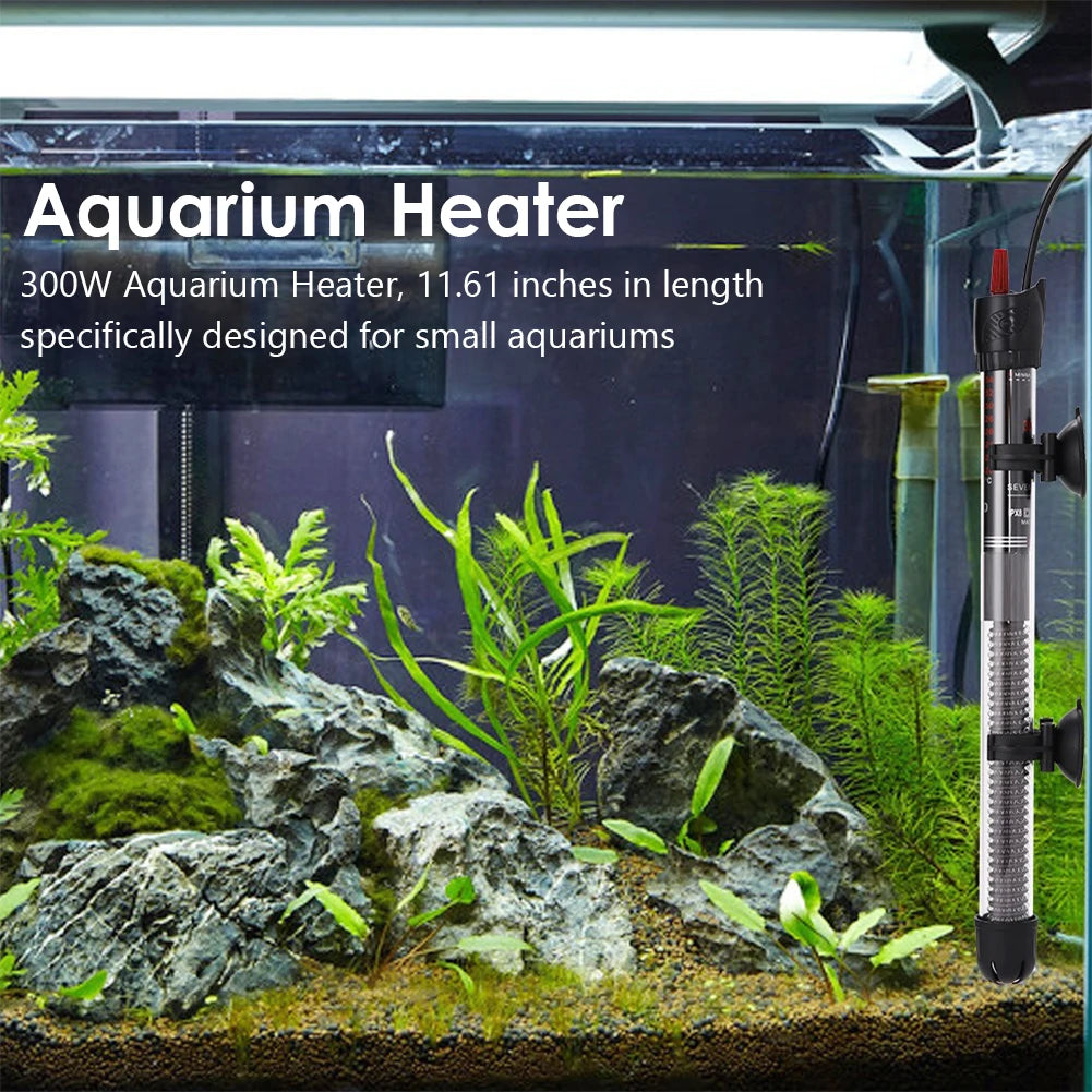 Aquarium Submersible Heater 300W with Free Thermometer Fish Tank Constant Temperature Rod for Freshwater & Saltwater Tank